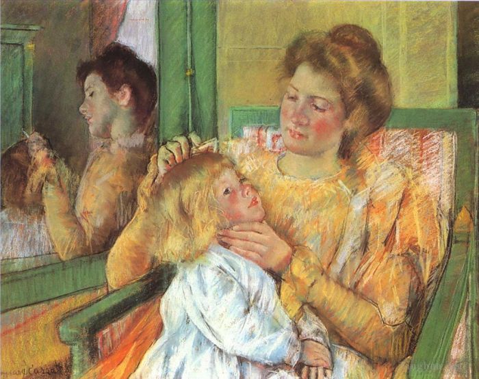 Mary Stevenson Cassatt Various Paintings - Mother Combing