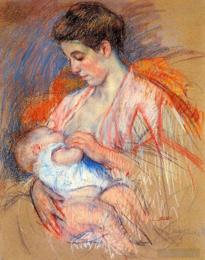Mary Stevenson Cassatt Various Paintings - Mother Jeanne Nursing Her Baby