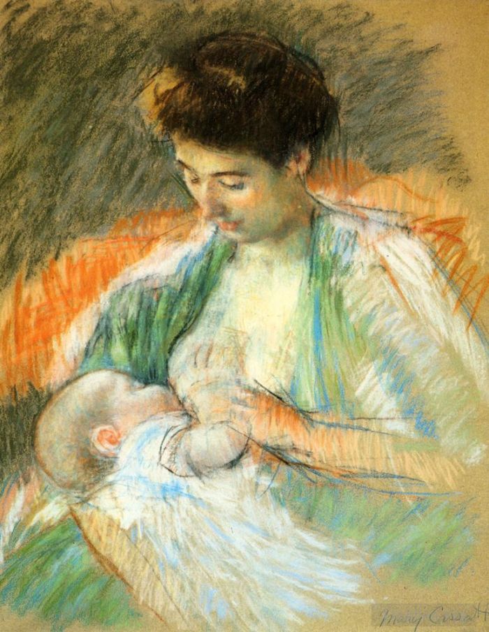 Mary Stevenson Cassatt Various Paintings - Mother Rose Nursing Her Child