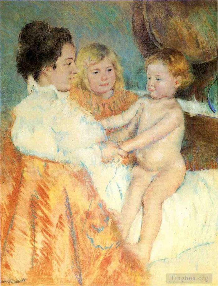 Mary Stevenson Cassatt Various Paintings - Mother Sara and the Baby counterproof