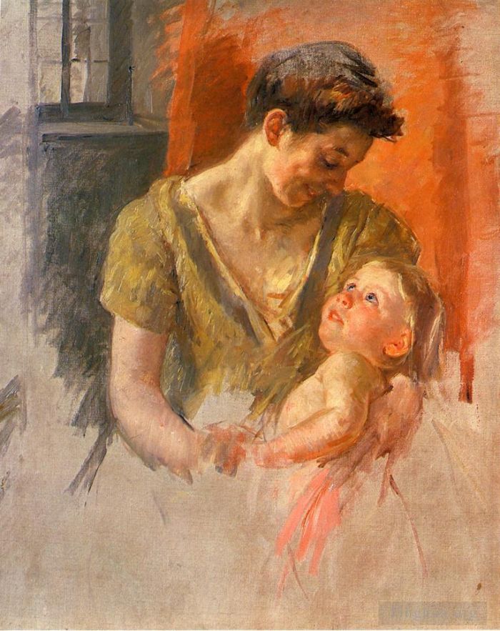 Mary Stevenson Cassatt Various Paintings - Mother and Child Smiling at Each Other