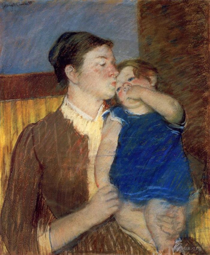 Mary Stevenson Cassatt Various Paintings - Mothers Goodnight Kiss