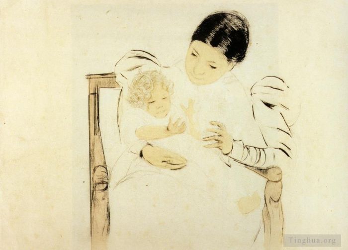 Mary Stevenson Cassatt Various Paintings - The Barefooted Child