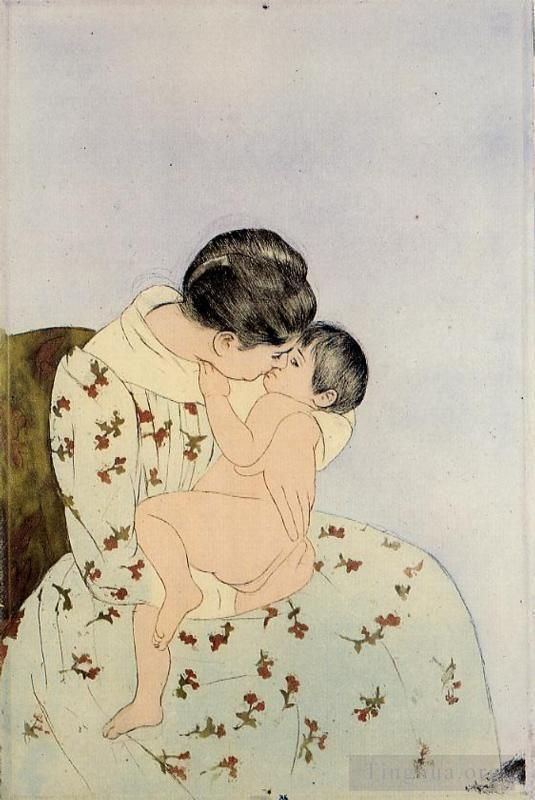 Mary Stevenson Cassatt Various Paintings - The Kiss
