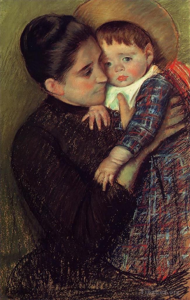 Mary Stevenson Cassatt Various Paintings - Woman and Her Child aka Helene de Septeuil