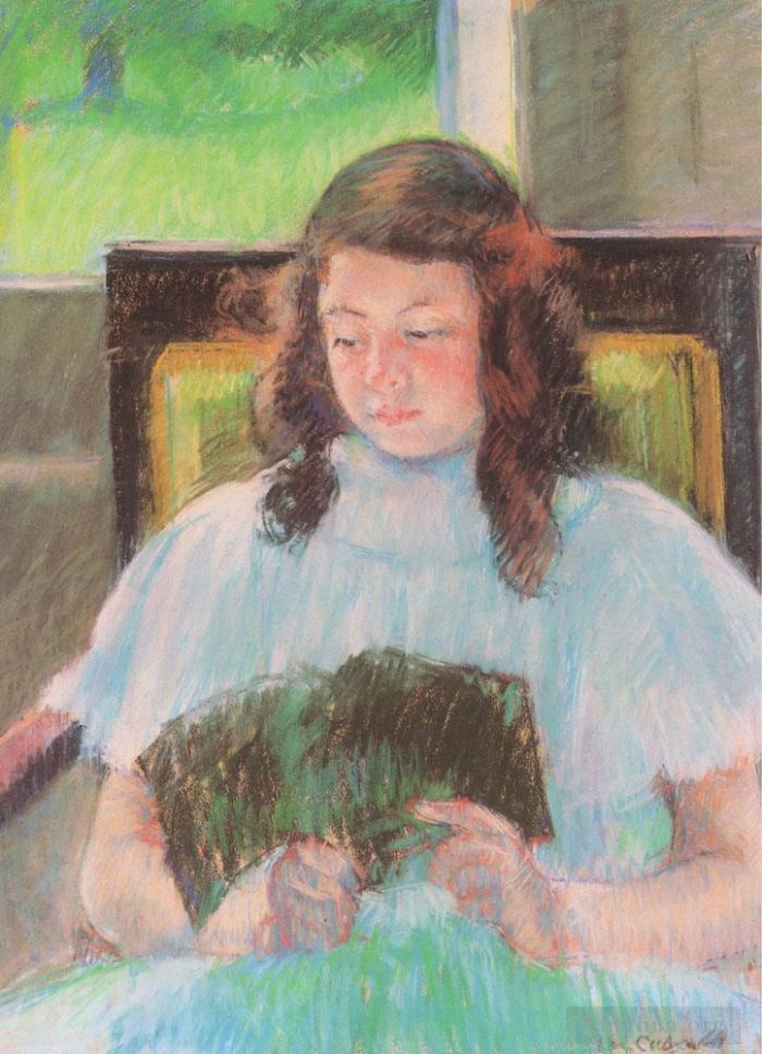 Mary Stevenson Cassatt Various Paintings - Young Girl Reading