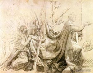 Artist Matthias Grunewald's Work - Kneeling King with Two Angels