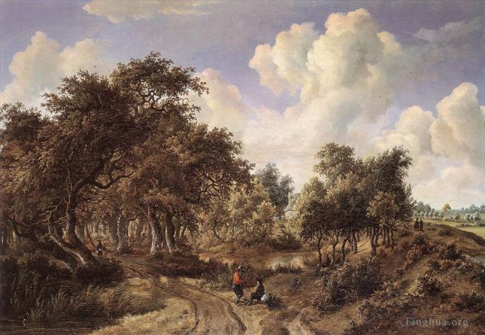 Meindert Hobbema Oil Painting - A Wooded Landscape 1660