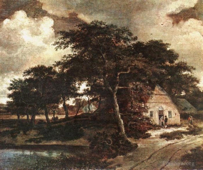 Meindert Hobbema Oil Painting - Landscape with a Hut