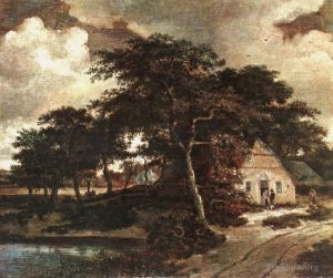 Antique Oil Painting - Landscape with a Hut