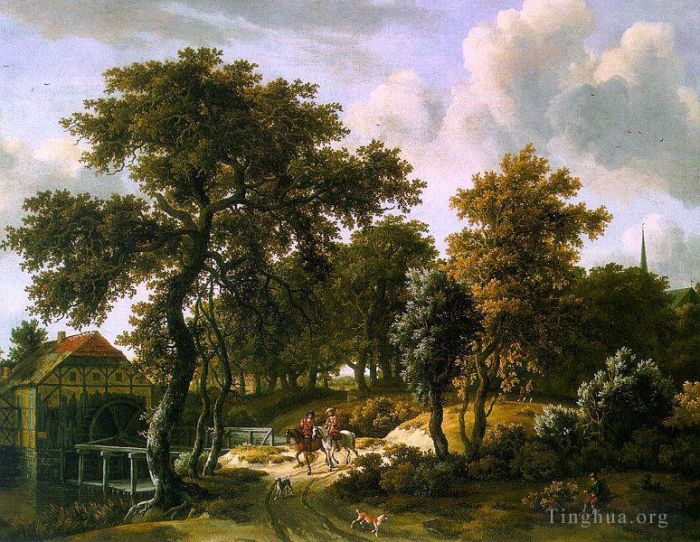 Meindert Hobbema Oil Painting - The Travelers