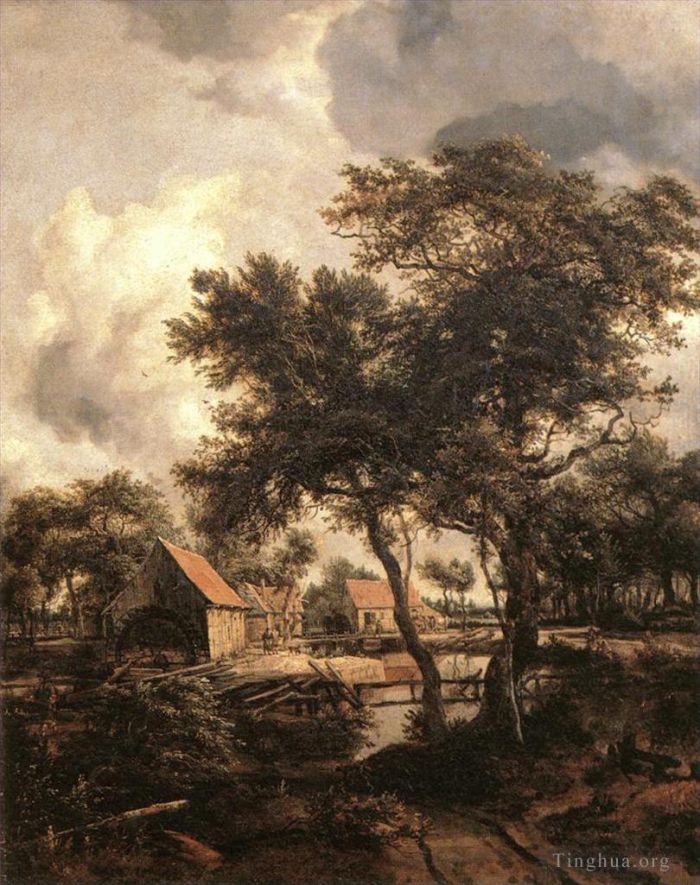 Meindert Hobbema Oil Painting - The Water Mill 1660