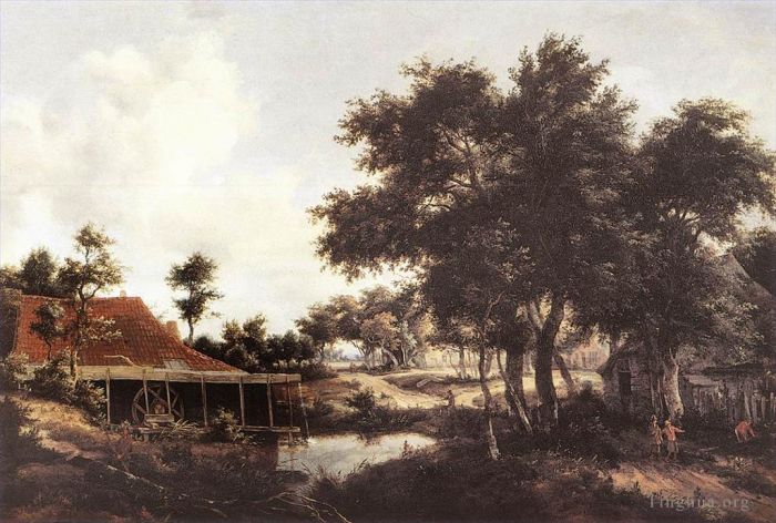 Meindert Hobbema Oil Painting - The Water Mill 1663