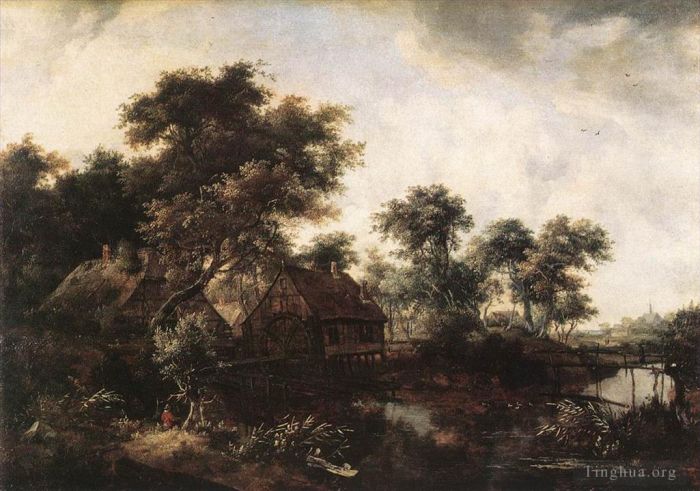 Meindert Hobbema Oil Painting - The Water Mill