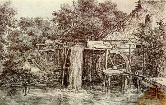 Meindert Hobbema Oil Painting - Watermill
