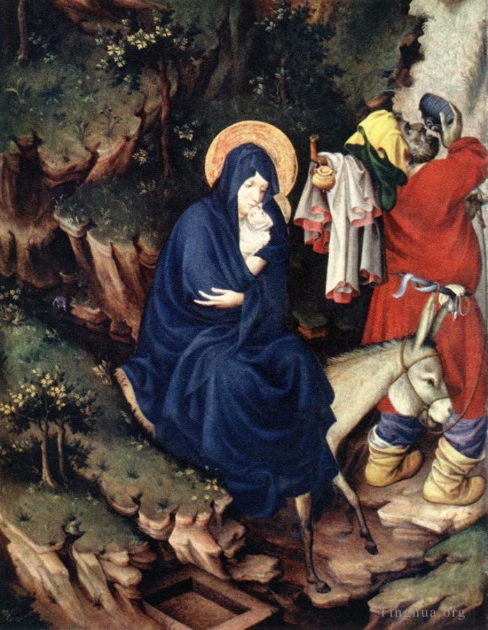 Melchior Broederlam Various Paintings - The Flight Into Egypt 1393