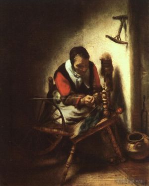 Artist Nicolaes Maas's Work - A Woman Spinning