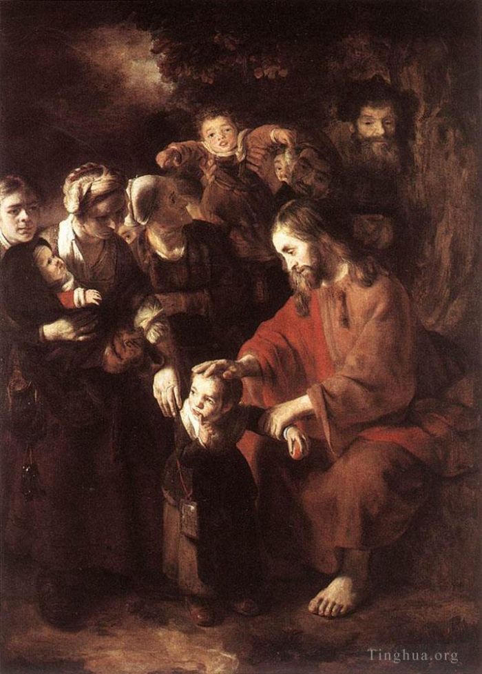 Nicolaes Maas Oil Painting - Christ Blessing the Children