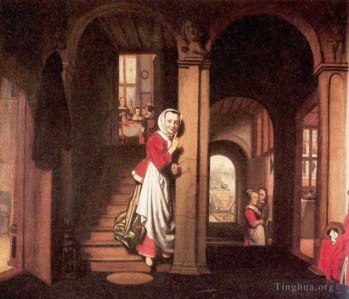 Nicolaes Maas Oil Painting - Eavesdropper with a Scolding Woman