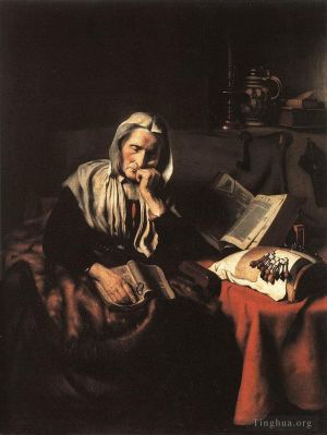 Artist Nicolaes Maas's Work - Old Woman Dozing