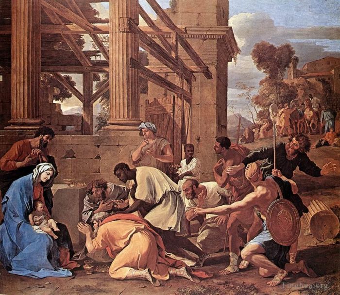 Nicolas Poussin Oil Painting - Adoration of the Magi