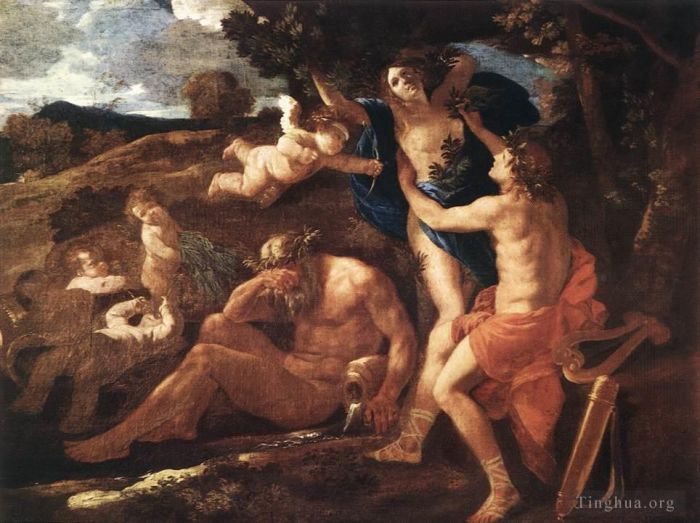 Nicolas Poussin Oil Painting - Apollo and Daphne