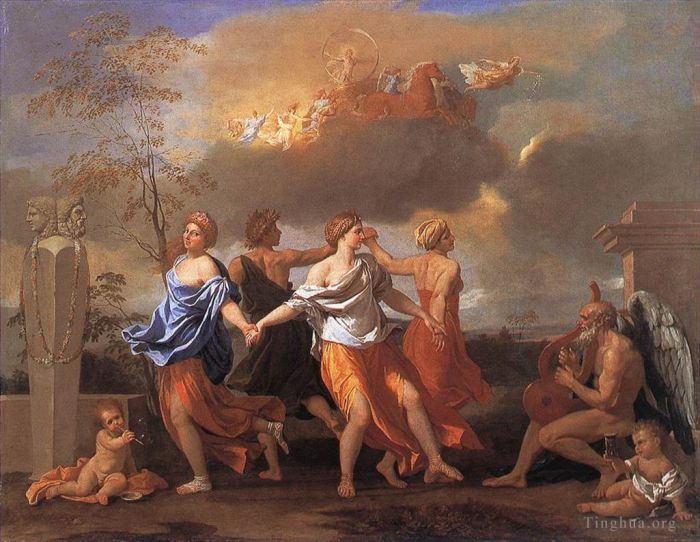 Nicolas Poussin Oil Painting - Dance to the music