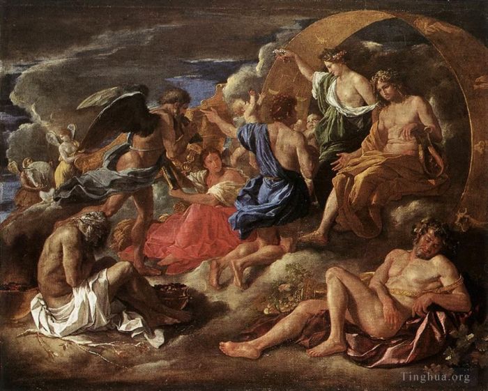 Nicolas Poussin Oil Painting - Helios and Phaeton with Saturn and the Four Seasons