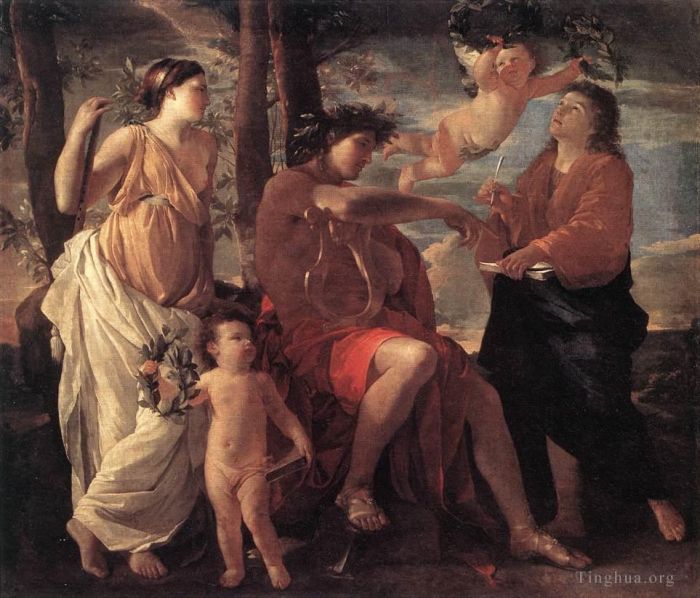 Nicolas Poussin Oil Painting - Inspiration of the poet