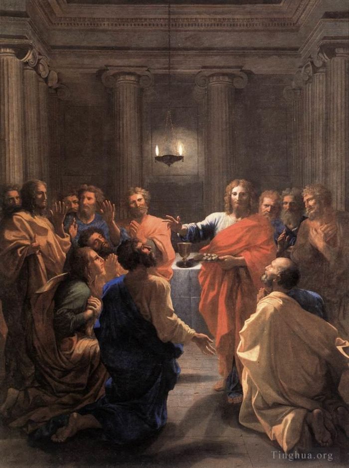 Nicolas Poussin Oil Painting - Institution of the Eucharist