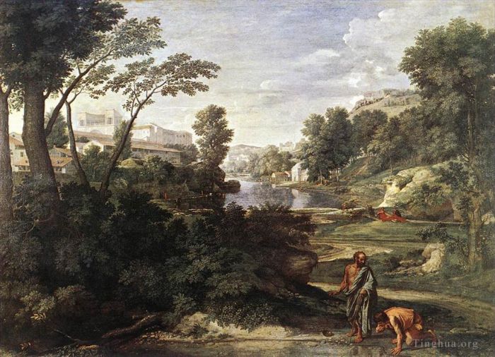 Nicolas Poussin Oil Painting - Landscape with Diogenes