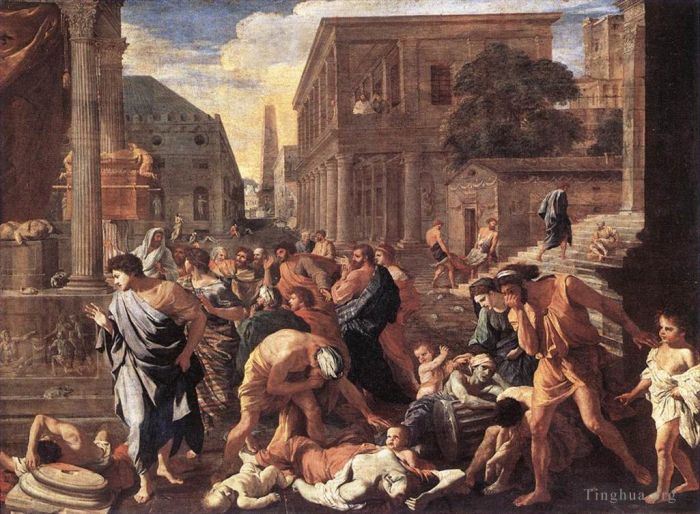 Nicolas Poussin Oil Painting - Plague at Ashod