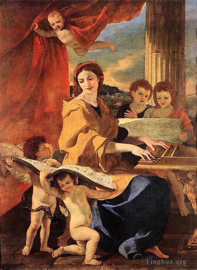 Nicolas Poussin Oil Painting - St Cecilia