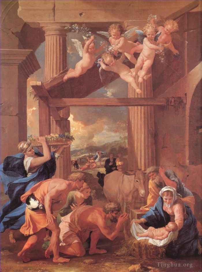 Nicolas Poussin Oil Painting - The Adoration of the Shepherds