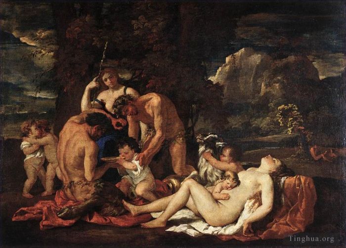 Nicolas Poussin Oil Painting - The Nurture of Bacchus