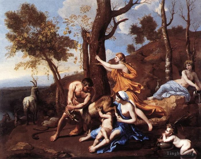 Nicolas Poussin Oil Painting - The Nurture of Jupiter