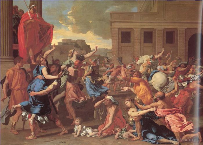 Nicolas Poussin Oil Painting - The Rape of the Sabine Women