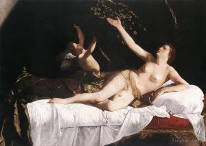 Antique Oil Painting - Danae Baroque Orazio Gentileschi
