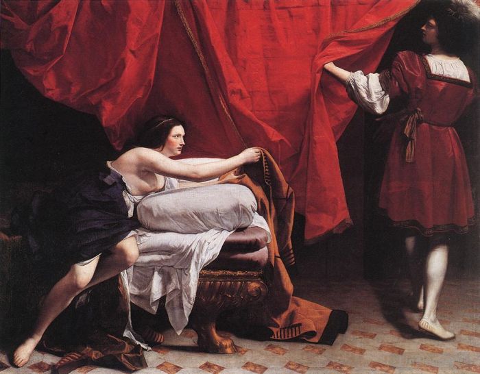 Orazio Lomi Gentileschi Oil Painting - Joseph And Potiphars Wife
