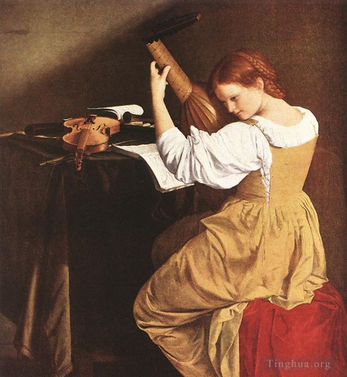 Orazio Lomi Gentileschi Oil Painting - Lute Player