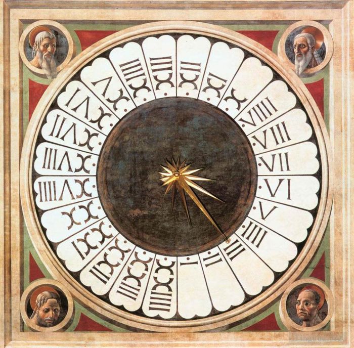 Paolo Uccello Various Paintings - Clock With Heads Of Prophets