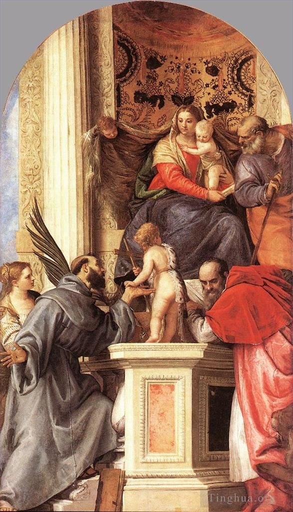 Paolo Veronese Oil Painting - Madonna Enthroned with Saints