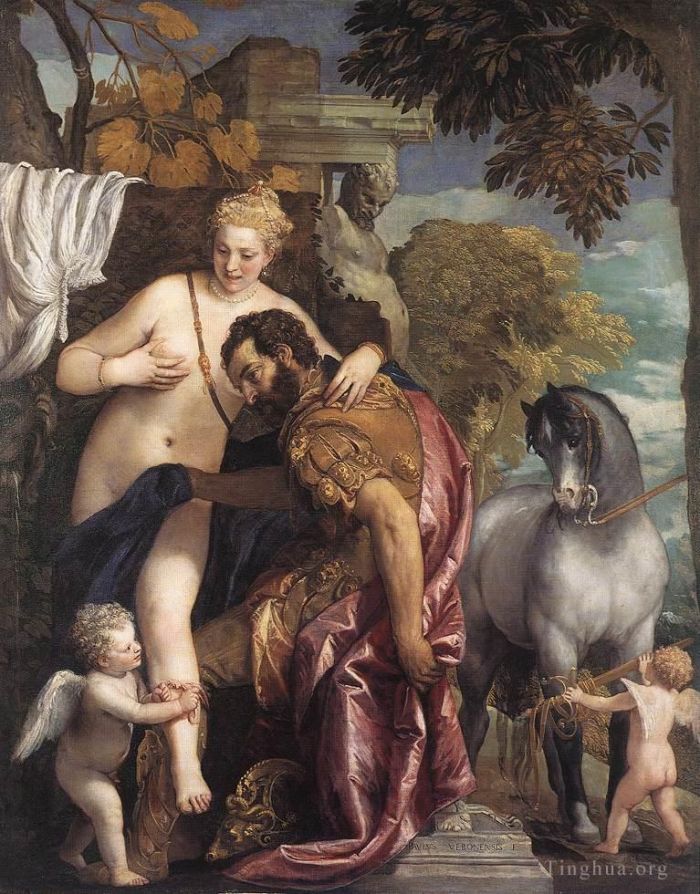 Paolo Veronese Oil Painting - Mars and Venus United by Love