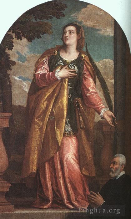 Paolo Veronese Oil Painting - St Lucy and a Donor