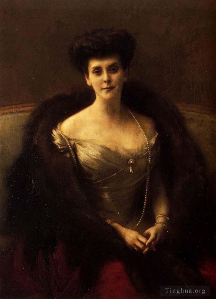 Pascal-Adolphe-Jean Dagnan-Bouveret Oil Painting - Pascal Adolphe Jean Portrait Of Princess O V Paley