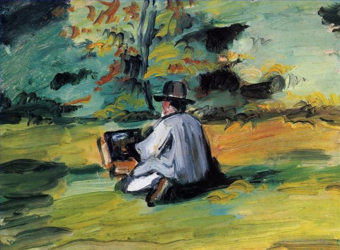 Paul Cezanne Oil Painting - A Painter at Work