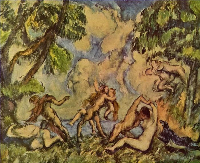Paul Cezanne Oil Painting - Bacchanalia The Battle of Love