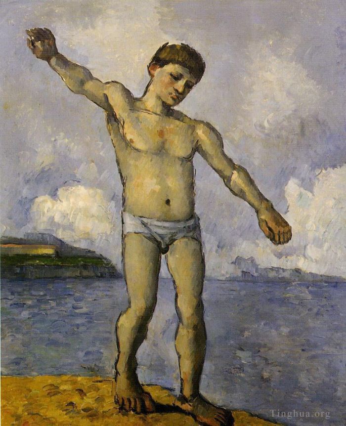 Paul Cezanne Oil Painting - Bather with Outstreched Arms