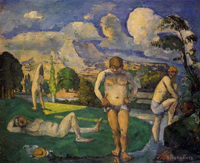 Paul Cezanne Oil Painting - Bathers at Rest 1877