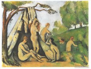 Artist Paul Cezanne's Work - Bathers in front of a tend